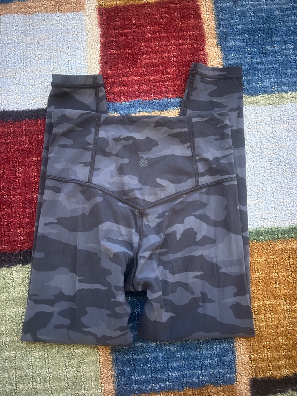 Athleta Black and Charcoal Camo High-Waist Leggings